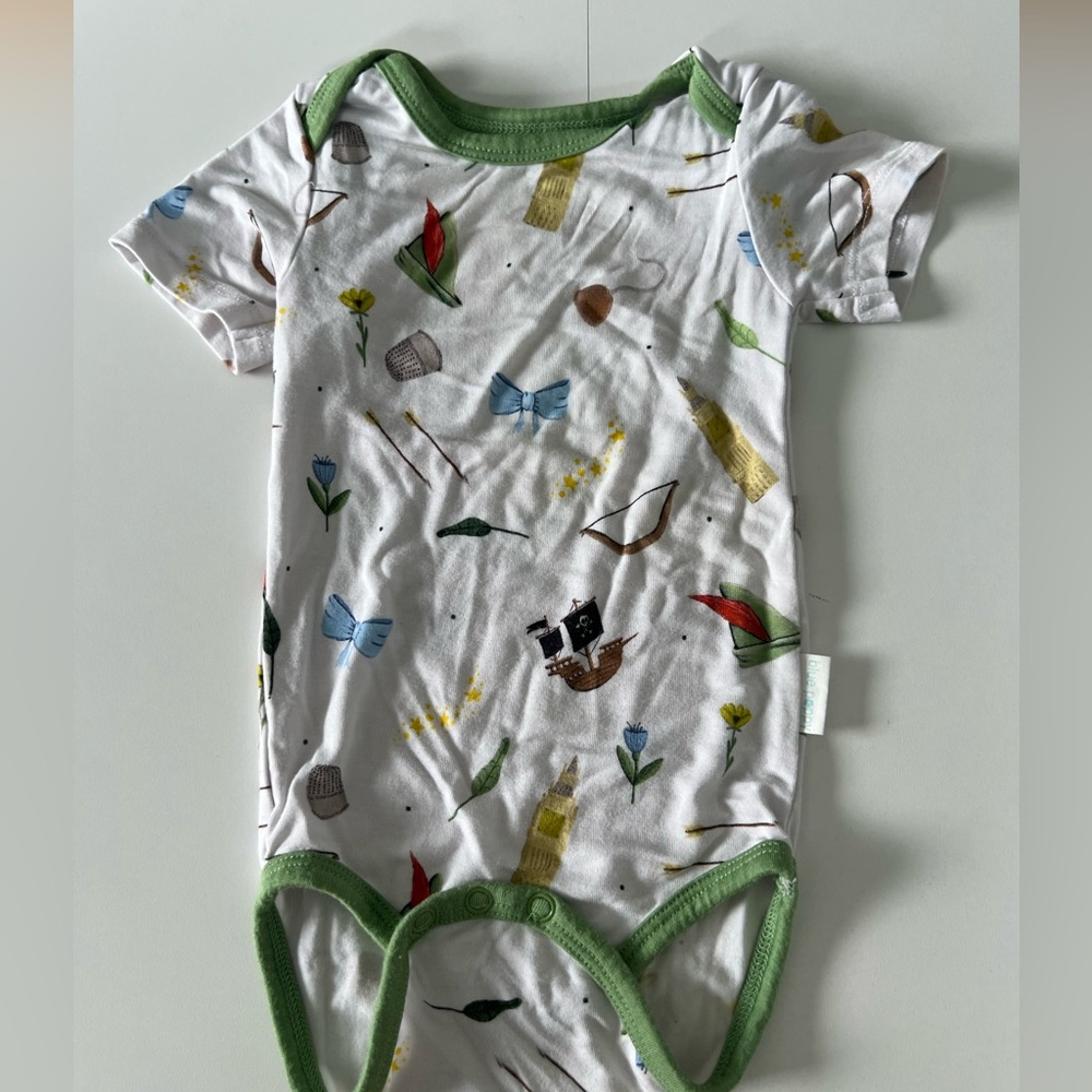Blue Poppy Peter Pan Print onesie size 3-6 months